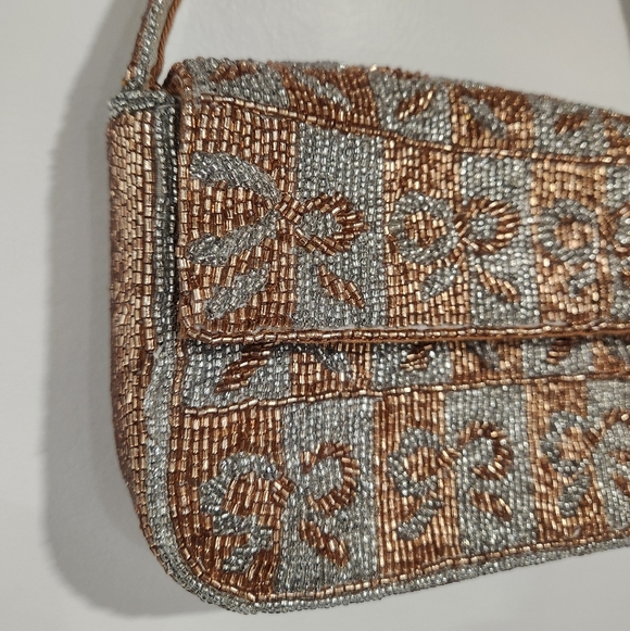 Maeve | Anthropologie The Fiona Beaded Bag | Metallic Bows - Picture 7 of 13